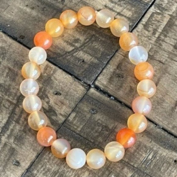 8mm Carnelian Stretch Bead Bracelet - Picture 6 of 8